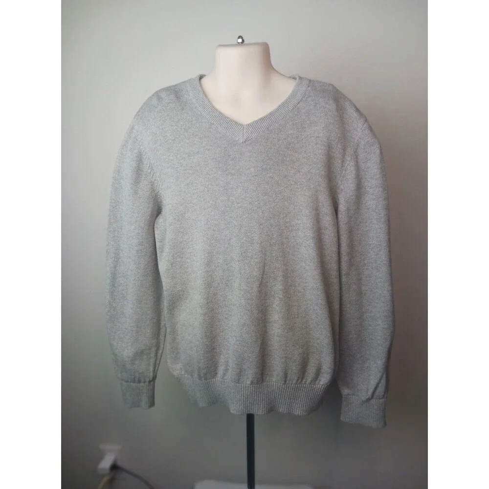Childrens Place Kids Boy Gray Long Sleeve V-Neck Sweater Size M (7/8)